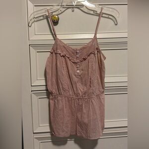 Kirra Blush Button-Up Top with Lace Accents